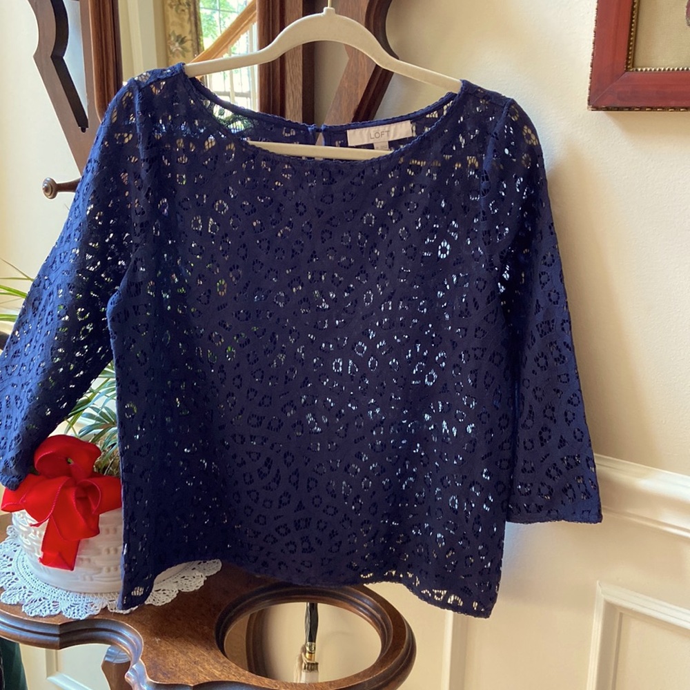 Ann Taylor Loft Cutwork-Fabric Pullover